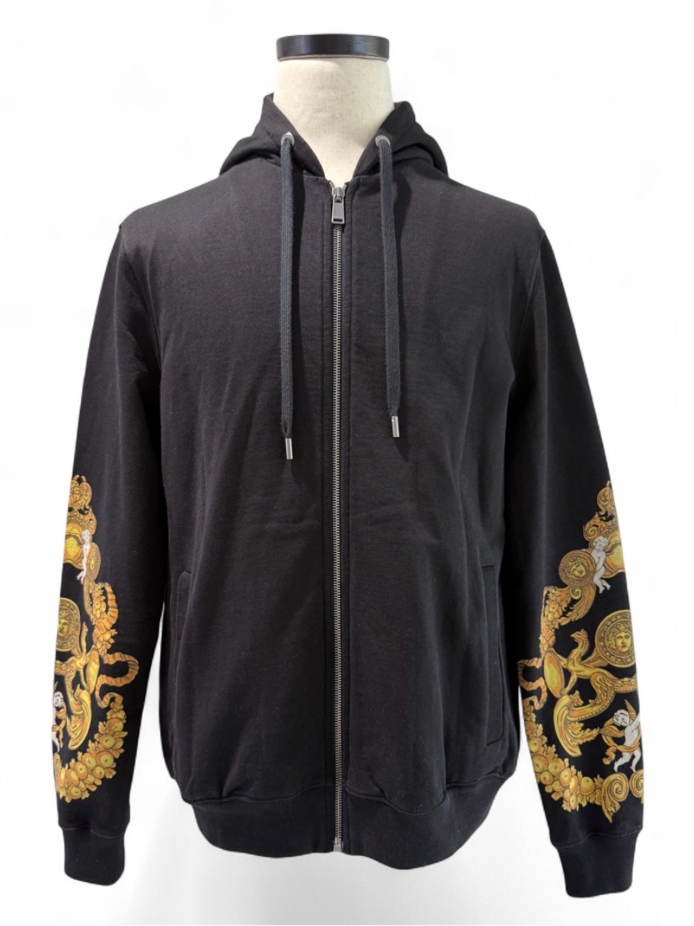 Versace Barocco Print Black Zipper Hoodie Size Medium. Excelent Condition
